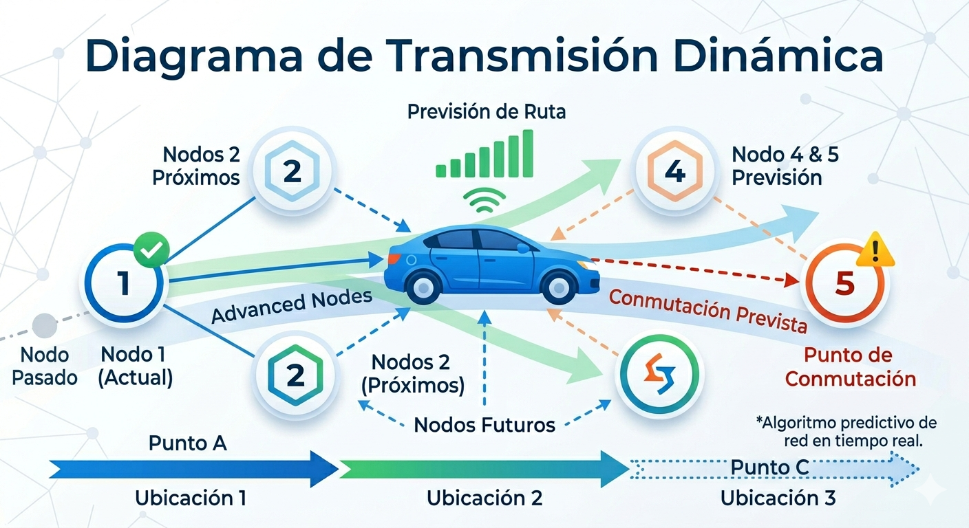 Diagrama transmisión dinámica entre vehículo y nodos Advanced