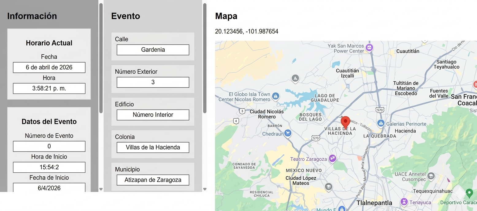 Interfaz del Centro de Control y Monitoreo en laptop